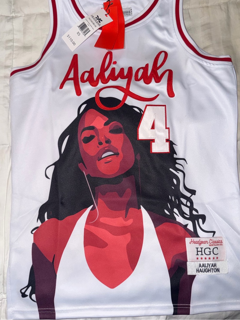 Aaliyah #4 XS Graphic Tank Top - White/Red by Headgear Classics🔥 $110